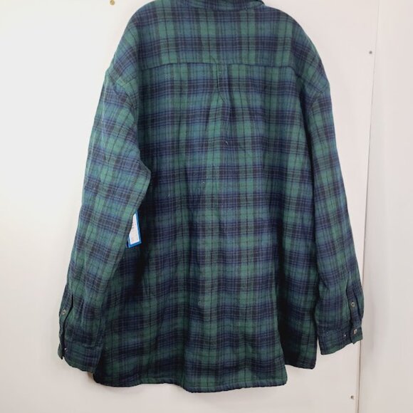 Polar King Men's Navy Green Cotton Plaid Flannel Button-Front Shirt Size 3XLT - Picture 3 of 7